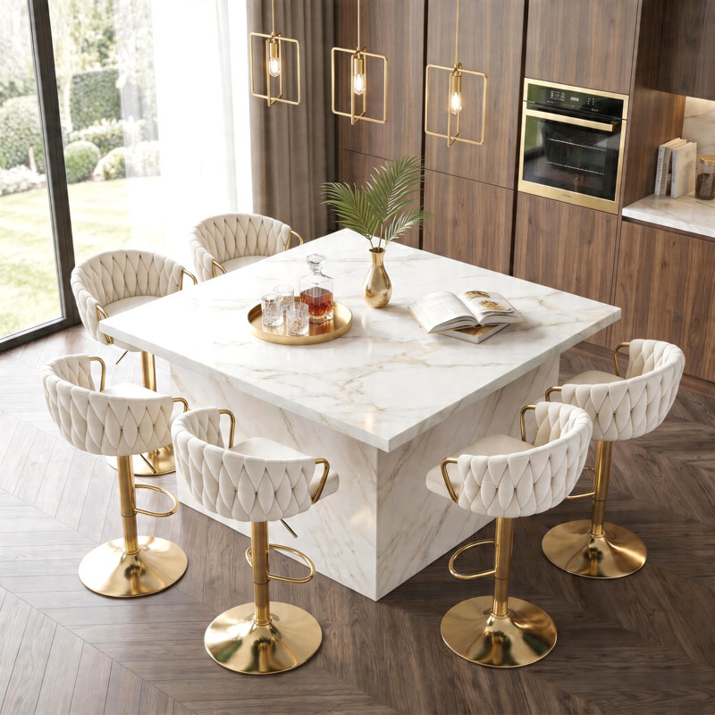 Tabouret de bar pivotant à hauteur réglable, Ivory