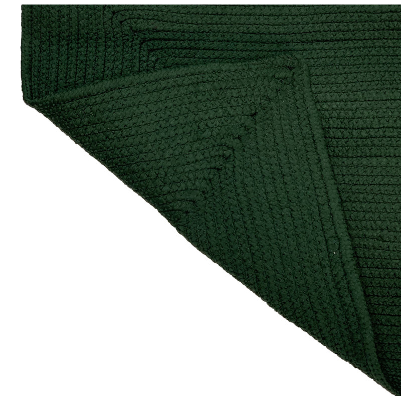 Vienne Solid Color Machine Made Braided Polypropylene Indoor Outdoor Area Rug, Round 6', Hunter Green