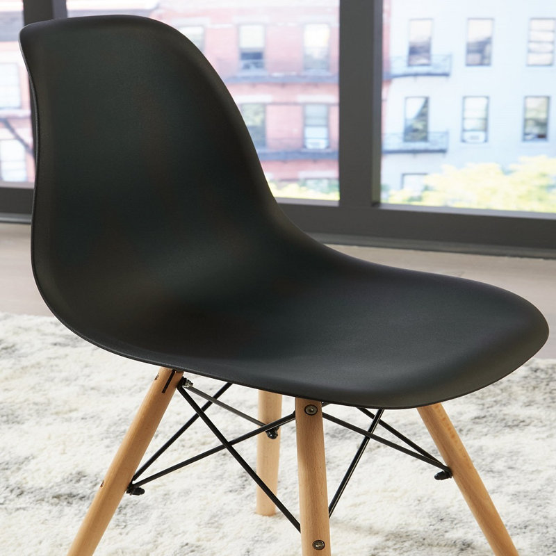 Eiffel Dining Chair With Natural Base, Black