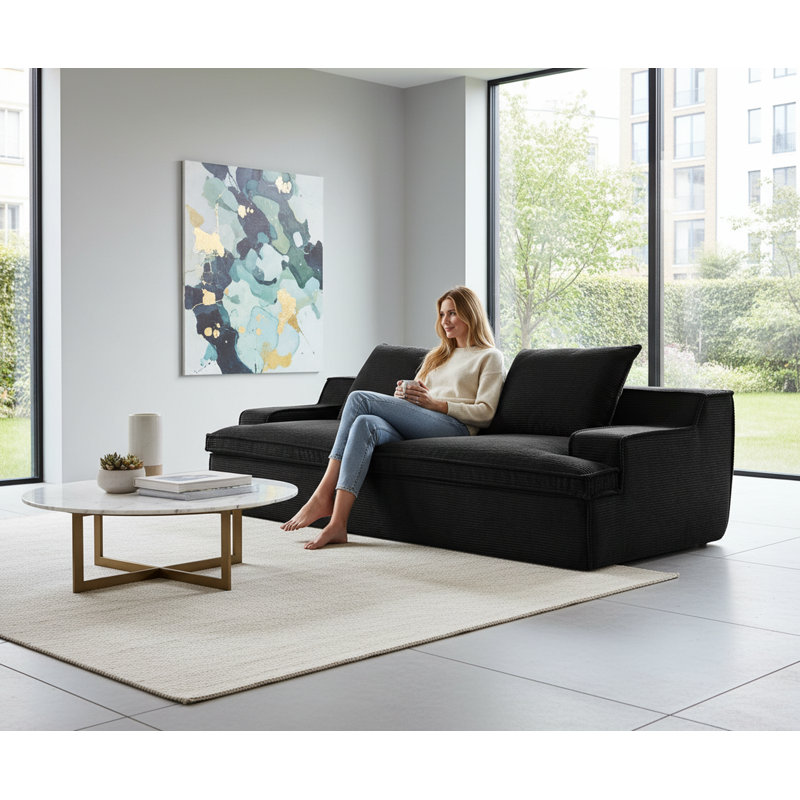 Boneless Compression Foam oversized sofa, Black