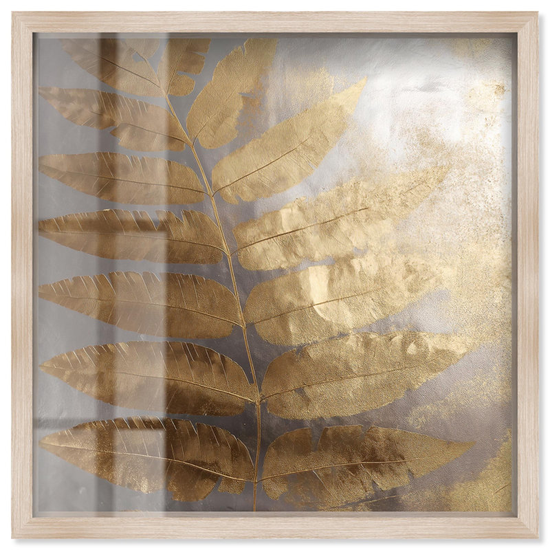 «Golden Canopy (II) Shadowbox Print Elegant Nature Art» par Art Remedy, H 13 po x l 13 po, Crème, crème