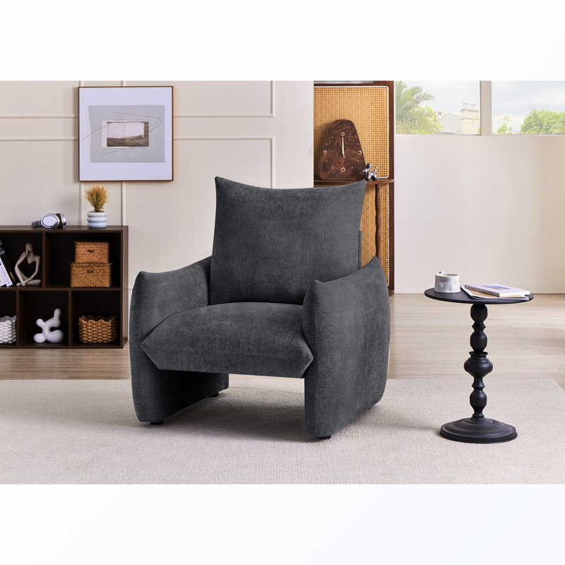 Chaise d'appoint rembourrée avec coussin, Gray Chenille