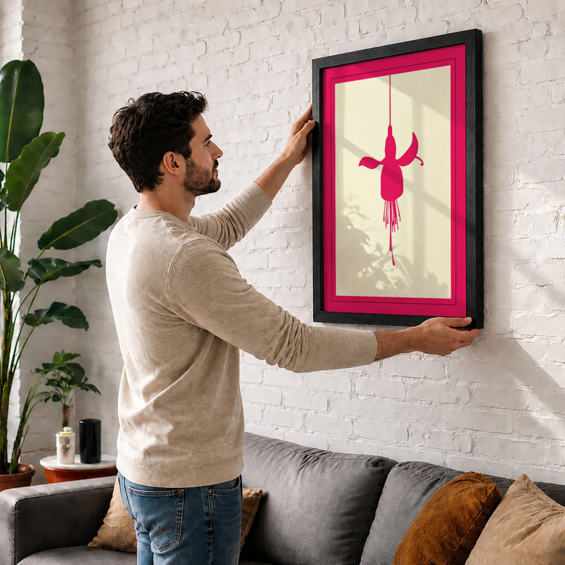 Suspended Fuchsia Botanical - Framed Print, Oak, A3 - 42.0 x 29.7 cm