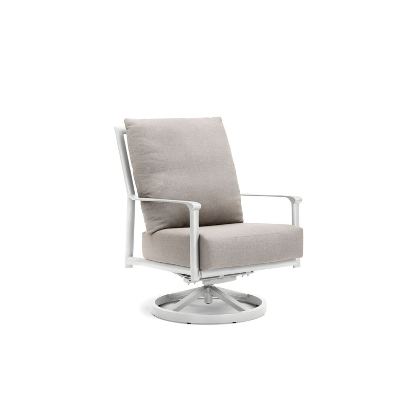 Aspen Light Gray Outdoor Swivel Lounge Chair with Taupe Cushions