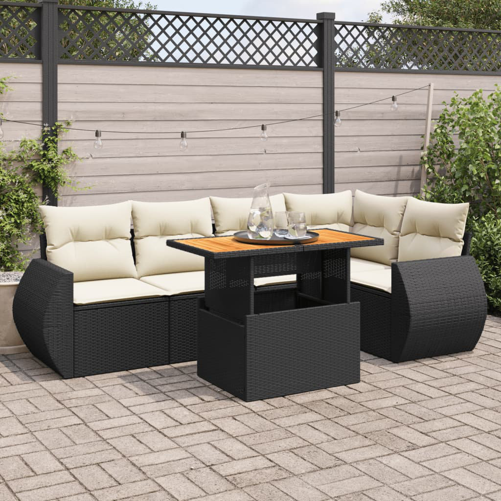 Vidaxl 6-Tlg. Garten-Sofagarnitur Mit Kissen Beige Poly Rattan