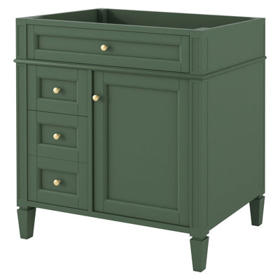 Meuble-lavabo moderne de 30 po, 2 tiroirs, organisateur de porte d'armoire, tablette réglable, glissières de tiroir en métal lisse, poignée texturée, rangement divers et 3 planches en bois massif