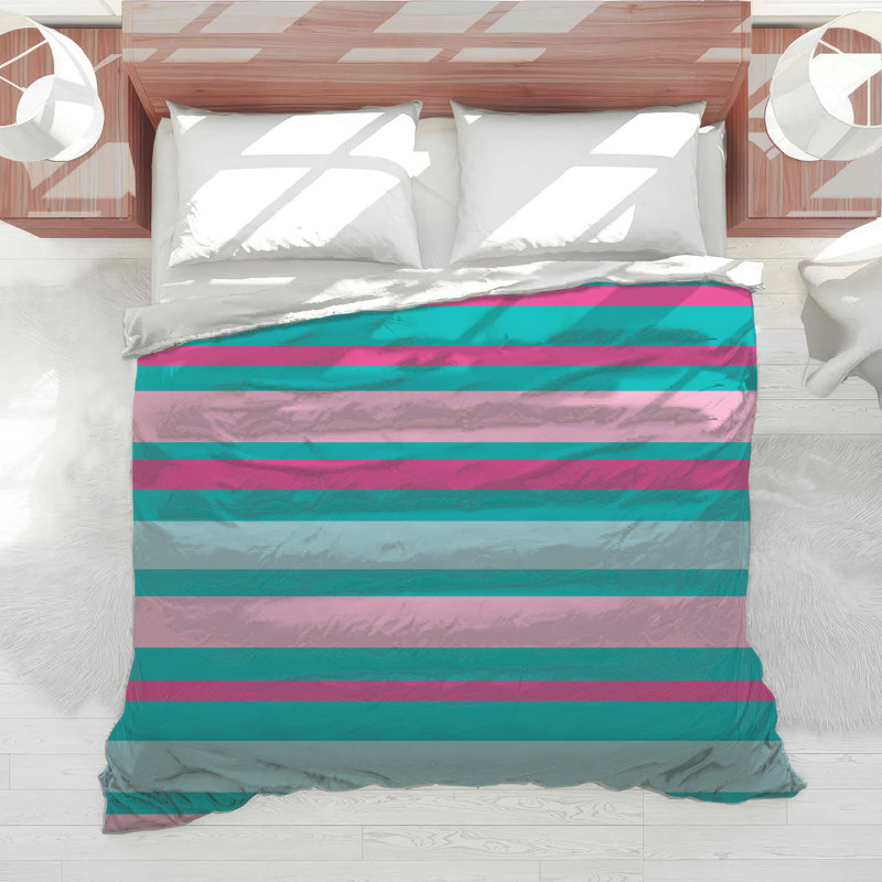 Pink Teal Stripes Comforter, Twin