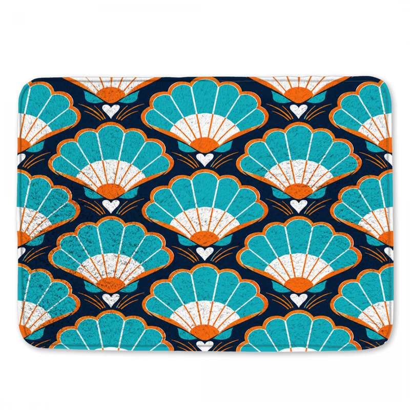 Tapis de bain bleu et orange, 24in W x 17in L