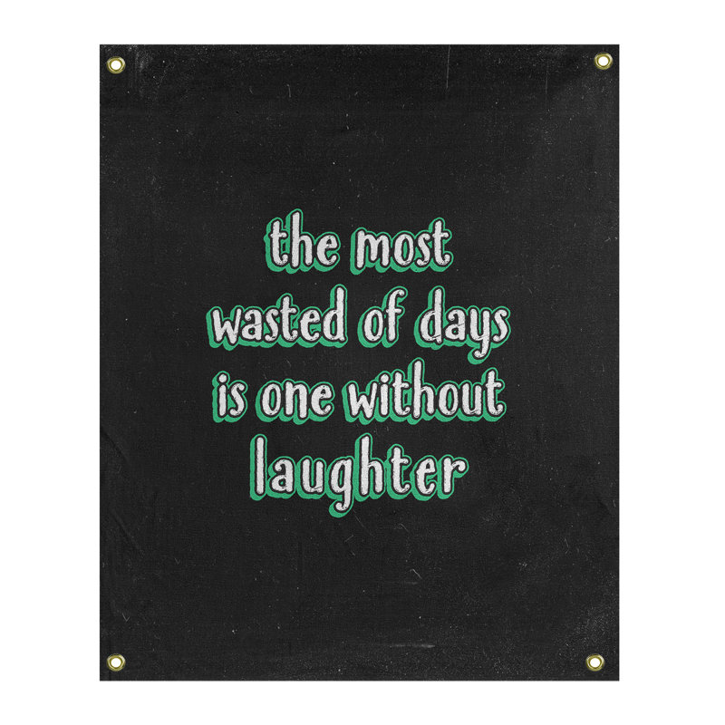 Tapisserie tableau noir en polyester citation de rire, H 59 pi x l 50 po, Vert