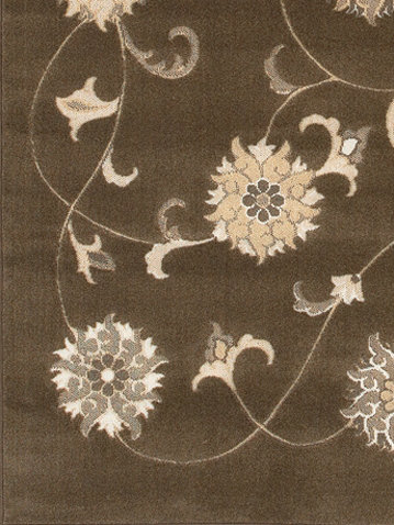 Tapis d'intérieur brun clair en polypropylène floral Elderton, Rectangle 3 pi 11 po x 5 pi 7 po