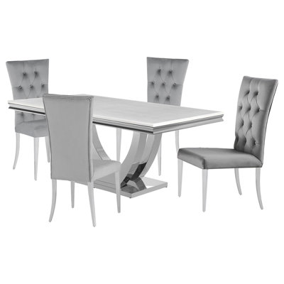 Allessandra Grey 5-Piece Rectangular Dining Room Set