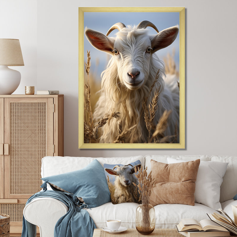 Kayzleigh Goat Portrait Vibrant I sur toile, H 32 po x l 24 po x P 1 po, Encadrement doré