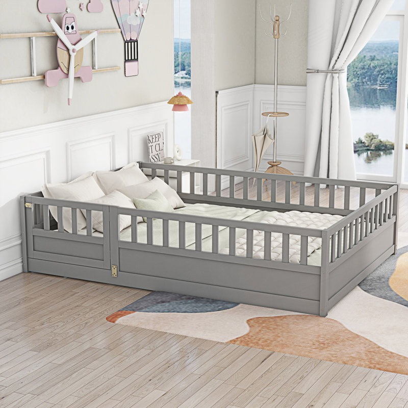 Lit double pleine grandeur avec barrière de haute sécurité, Grey