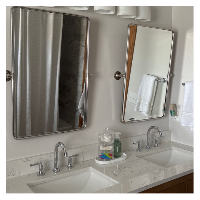 Woodvale Metal Framed Beveled Pivoting Wall Mirror - Matte Black, 40" x 30"