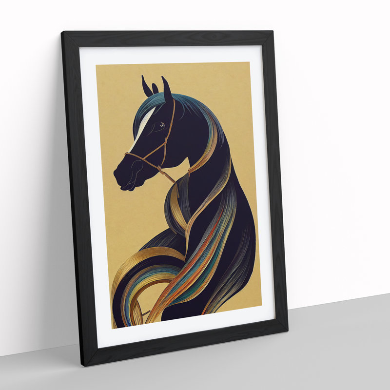 Horse No.2 - Single Picture Frame Print, 64cm H x 46cm W x 2cm D, Black Framed