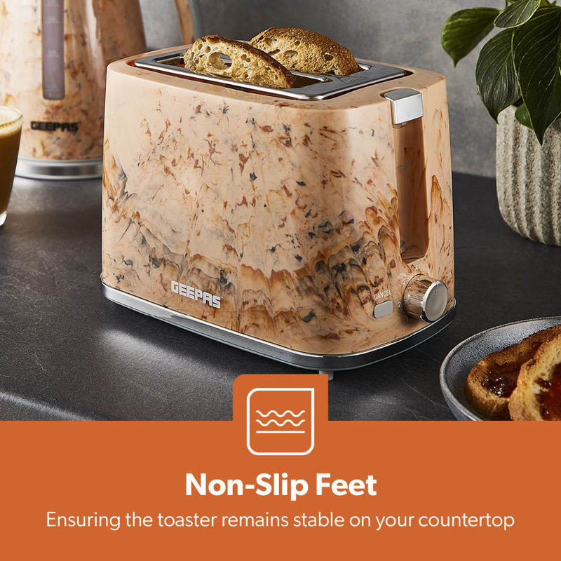 GEEPAS 2 Slice Toaster | 7 Browning Levels Cancel Defrost Reheat | For Thin Small Bread Slice, Removable Crumb Tray Cool Touch Housing High Lift | Space-Saving Design | 2 Yr Warranty 900W Skye