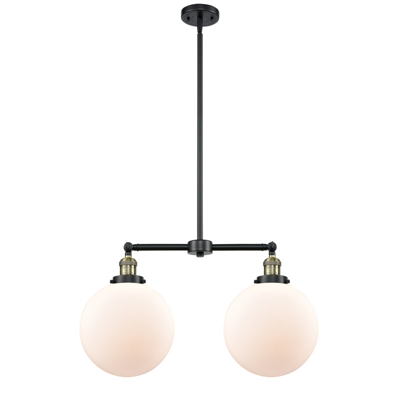 Lustre unique à 2 lumières Clermont, Ampoule non incluse, Laiton antique noir