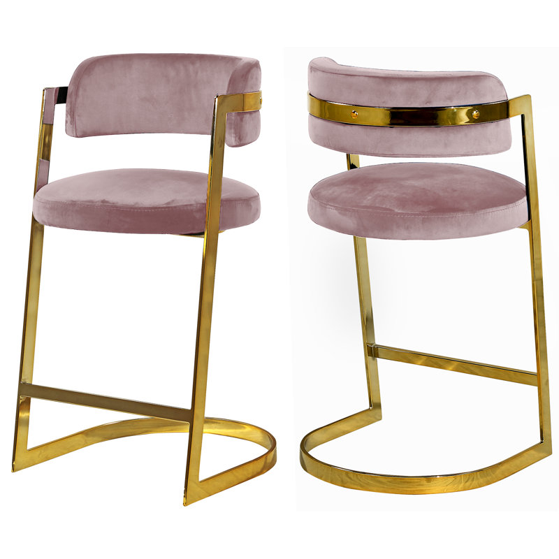 Wickley Upholstered Counter Stool with Metal Frame