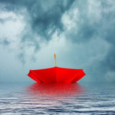 Red Umbrella - Wrapped Canvas Print
