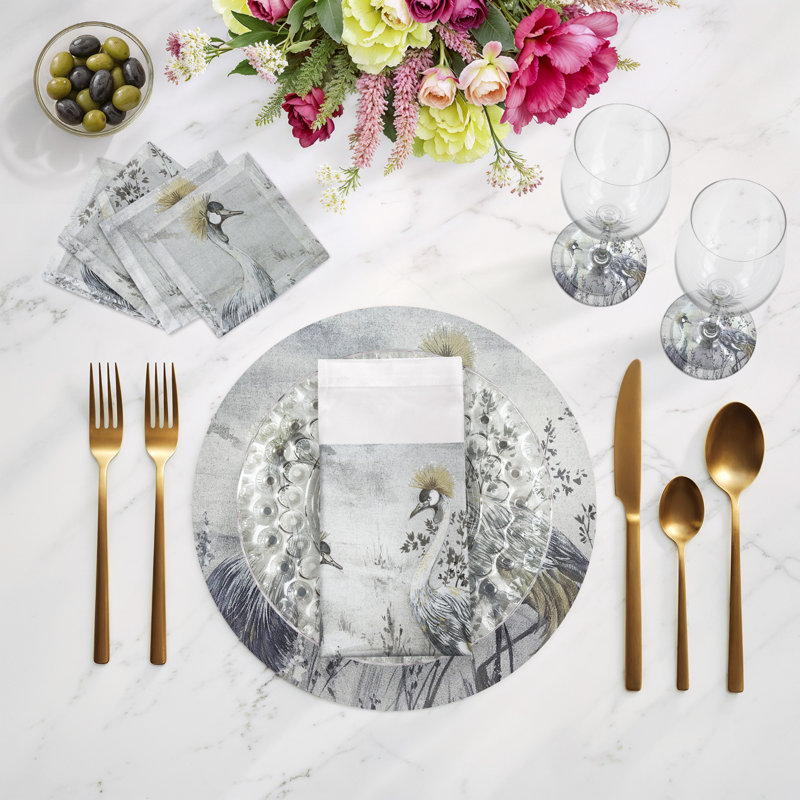 Sous-verres ronds en cuir vegan, Or argenté