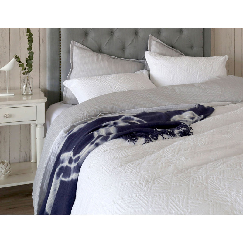 King Size White Cotton Geo Duvet Cover Set