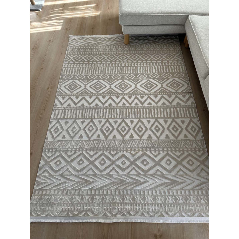 Tapis en coton Tilina avec envers antidérapant, Rectangle 5 pi 3 po x 7 pi 3 po