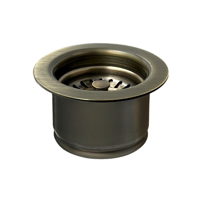 Whitehaus 3-1/2" Waste Disposer Trim with Matching Basket Strainer for Deep Fireclay Sinks, Antique Brass