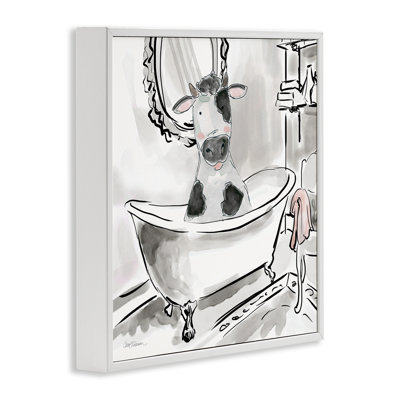 Minimal Bathtub Cow Framed Giclee, design by Carol Robinson