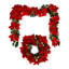 26" Holiday Poinsettia Wreath And 9' Garland