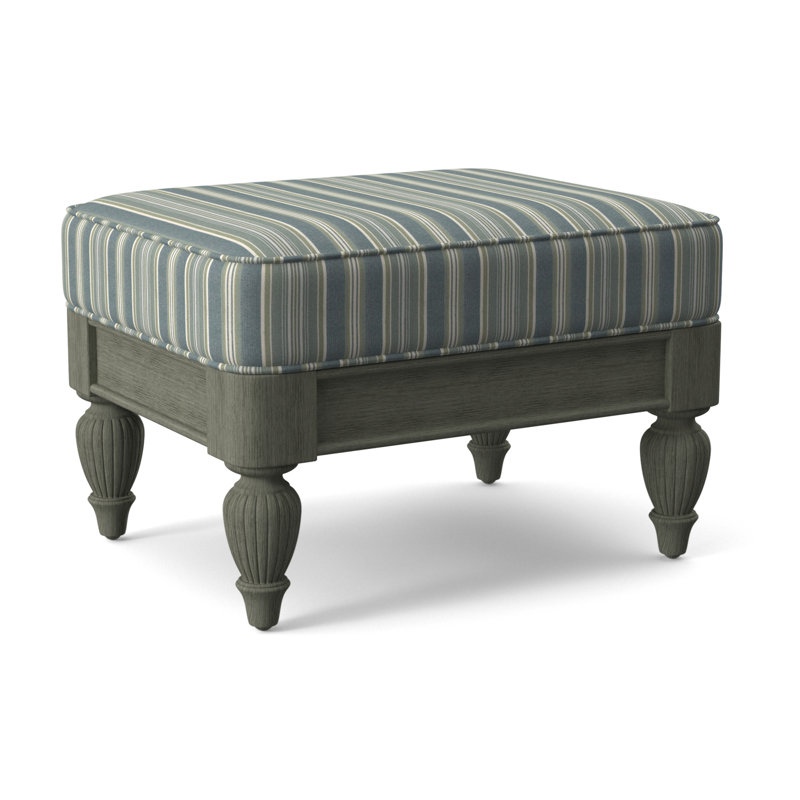 Grand View Ottoman, Java Finish, Green and Blue Stripe; 0252-54