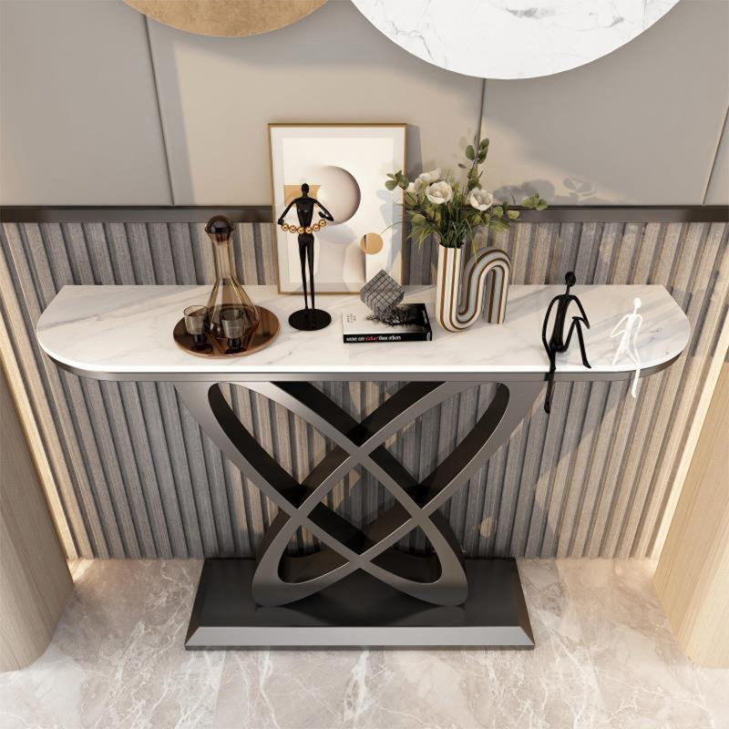 Console Table, White/Black, 31.5" H x 39.4" W x 11.8" D