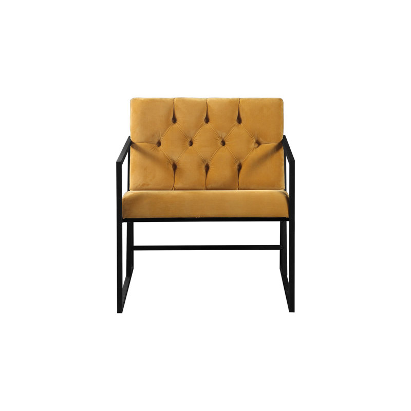 Bina Upholstered Wingback Chair, Yellow, Black