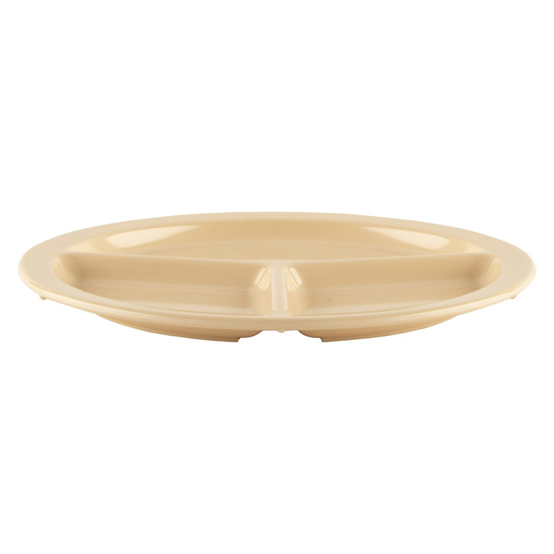 Assiettes divisées en mélamine à 3 compartiments, 10 po, (ensemble de 12), Tanné
