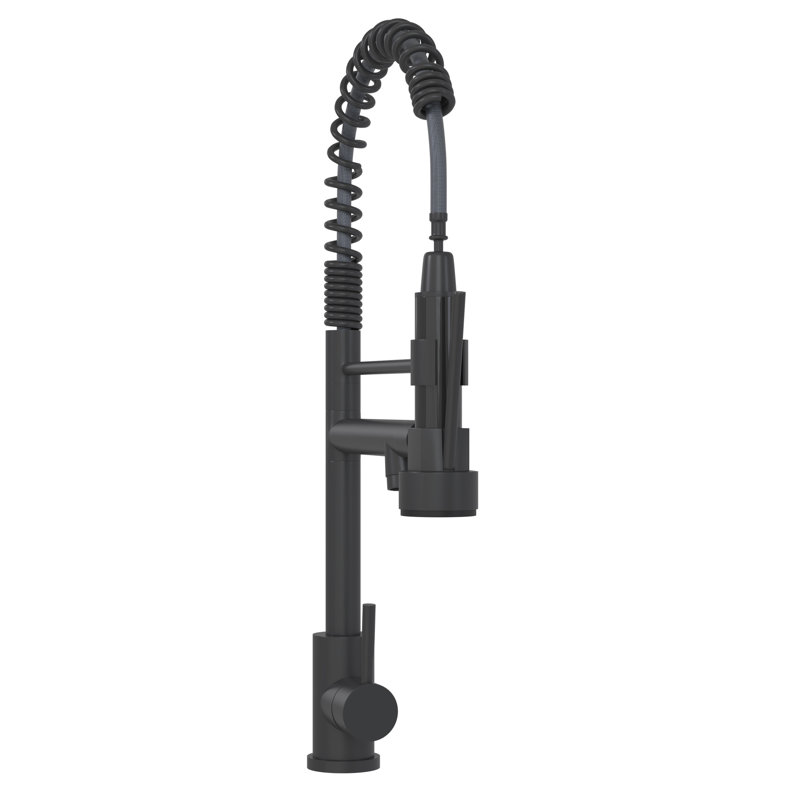 19" Matt Black Kitchen Faucet With Sleek Style - Stainless Steel 304, Ideal For Homes In Finish Modern Design Residences