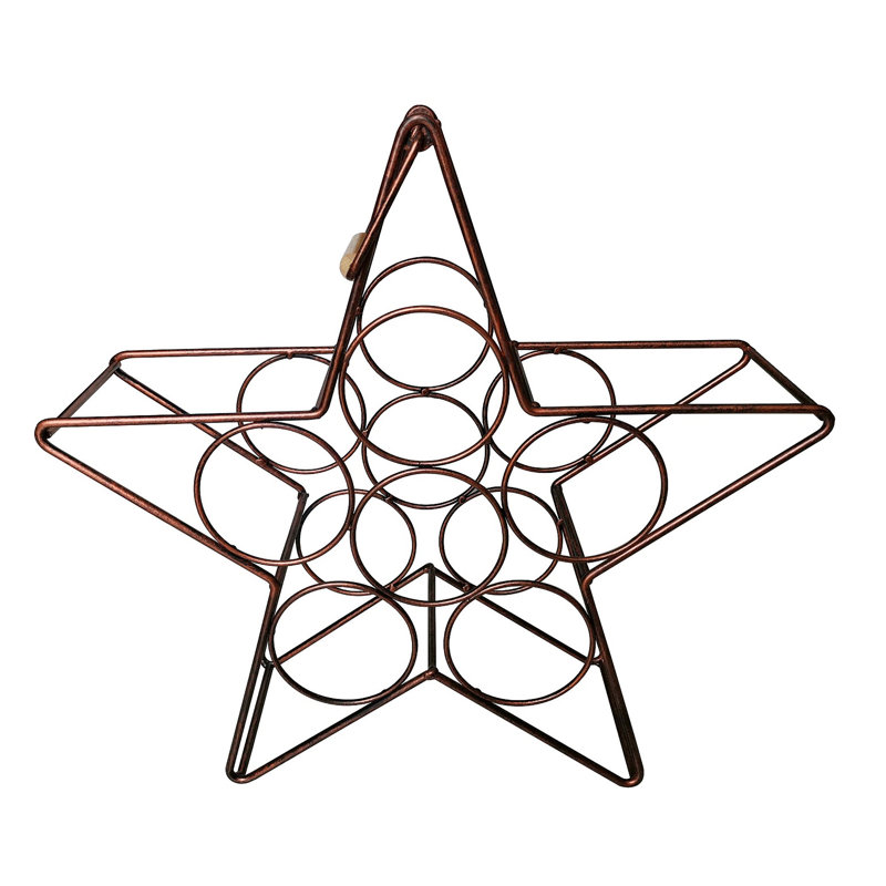 Star-Shaped Countertop Wine Rack, Decorative Metal Tabletop Wine Bottle Holder for Kitchen, Dining Room or Bar Cabinet