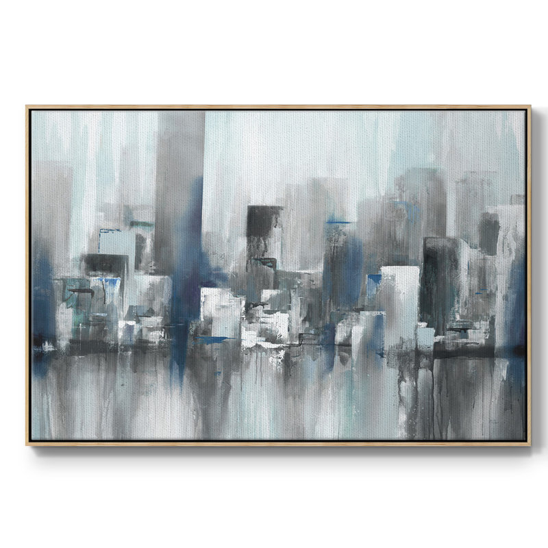 Cityscape In Blues, reproduction d'art sur toile, H 25 po x l 37 po x P 2 po, Naturel