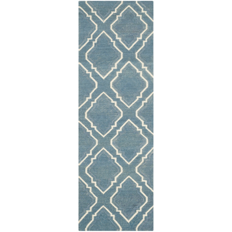Emek Hand Woven Flat Weave Wool Geometric Rug, Runner 2'6" x 8'