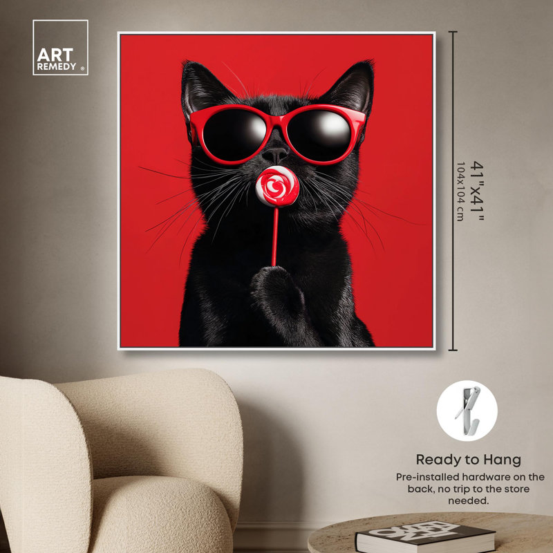 «Candy Coated Coolness Canvas» par Art Remedy, Cadre flottant blanc, H 41 po x l 41 po x P 1,8 po