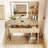 Avonelle Boho Natural Rattan Vanity with LED Mirror and Stool-335454033