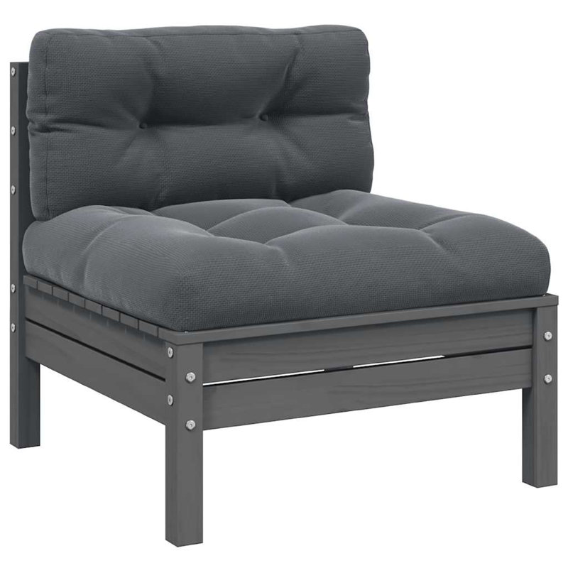 Fauteuil modulaire d'extérieur, bois de pin gris, capitonné 25 po