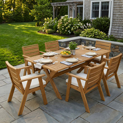 Premium Acacia Wood Outdoor Dining Set with Expandable Table