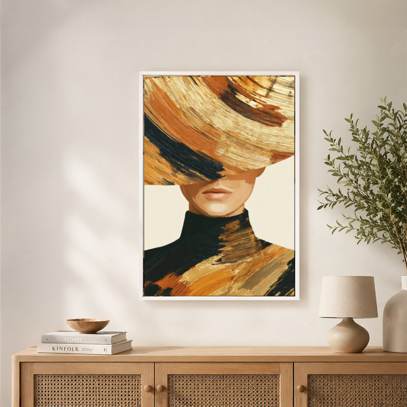 Art mural sur toile à large bord avec cadre flottant, prêt à accrocher, 24 po x 36 po, Beige