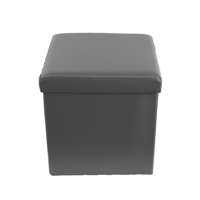 Faux Leather Ottoman, Gray