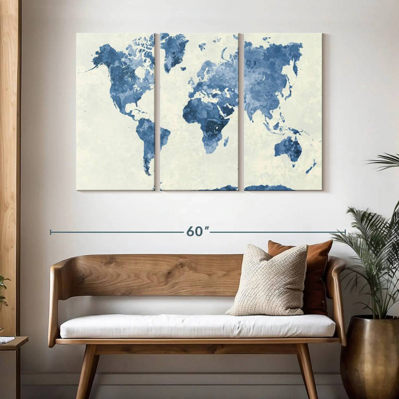 Aliaz Blue Map, 32" H x 50" W