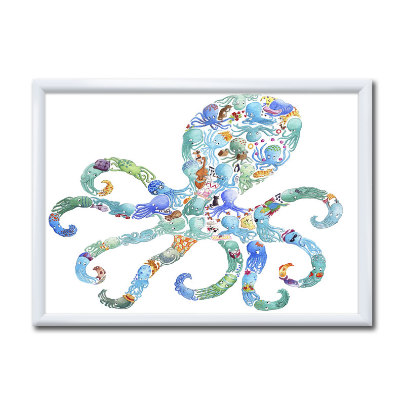 « octopus fait of octopus », impression sur toile, H 36 po x l 46 po x P 1,5 po, Cadre blanc