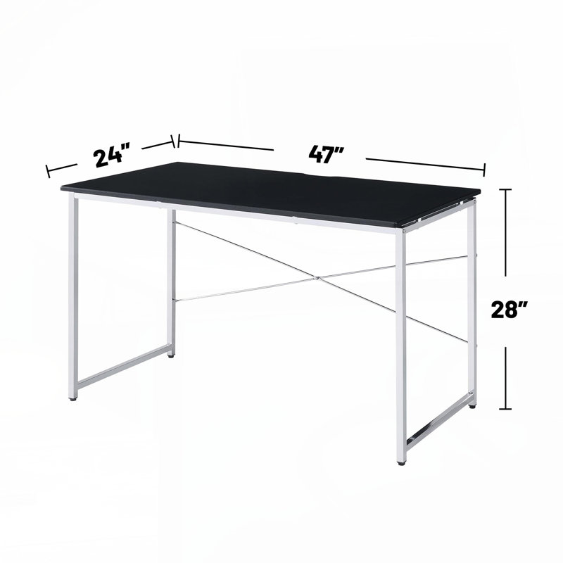 Bureau rectangulaire avec structure en métal, noir et chrome