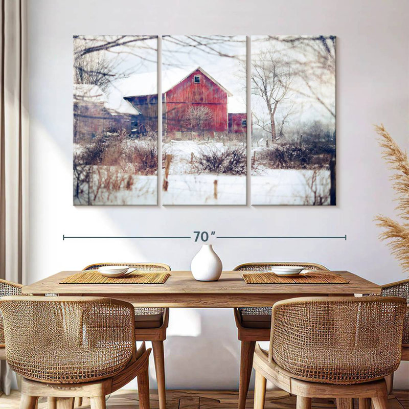 Lilie White Winter Barn, 42" H x 65" W