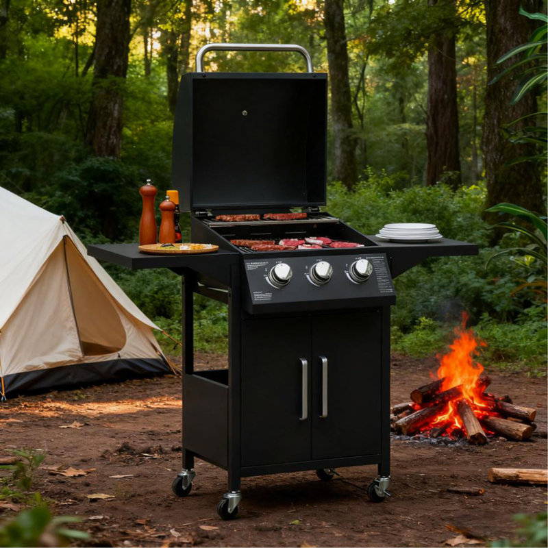 Barbecue portatif avec gril au gaz à roulettes