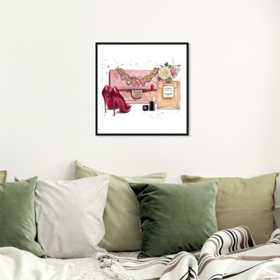 " Fashion And Glam Doll Memories - Pink Roses Bag And Accessories Square, Glam Pink "