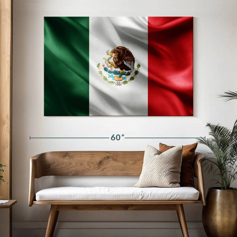 Borges Silk Mexican Flag, 34" H x 51" W